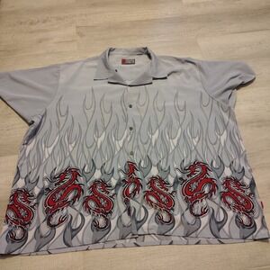 VTG  pineapple connection hawaiian shirt Flames Dragons 3XL Big Baggy y2k Rave